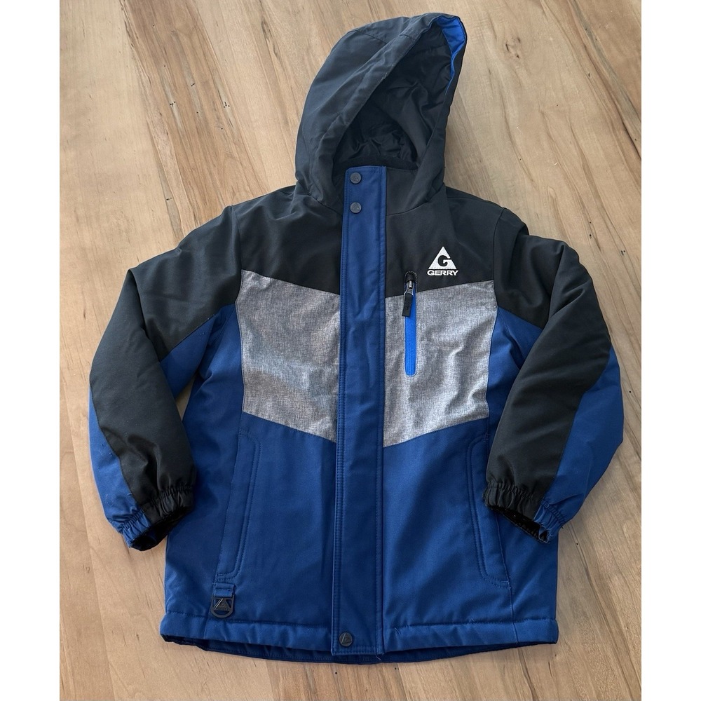 Gerry Youth  3-In-1 Blue Black Gray Colorblock Hooded Winter Jacket Coat S -7/8